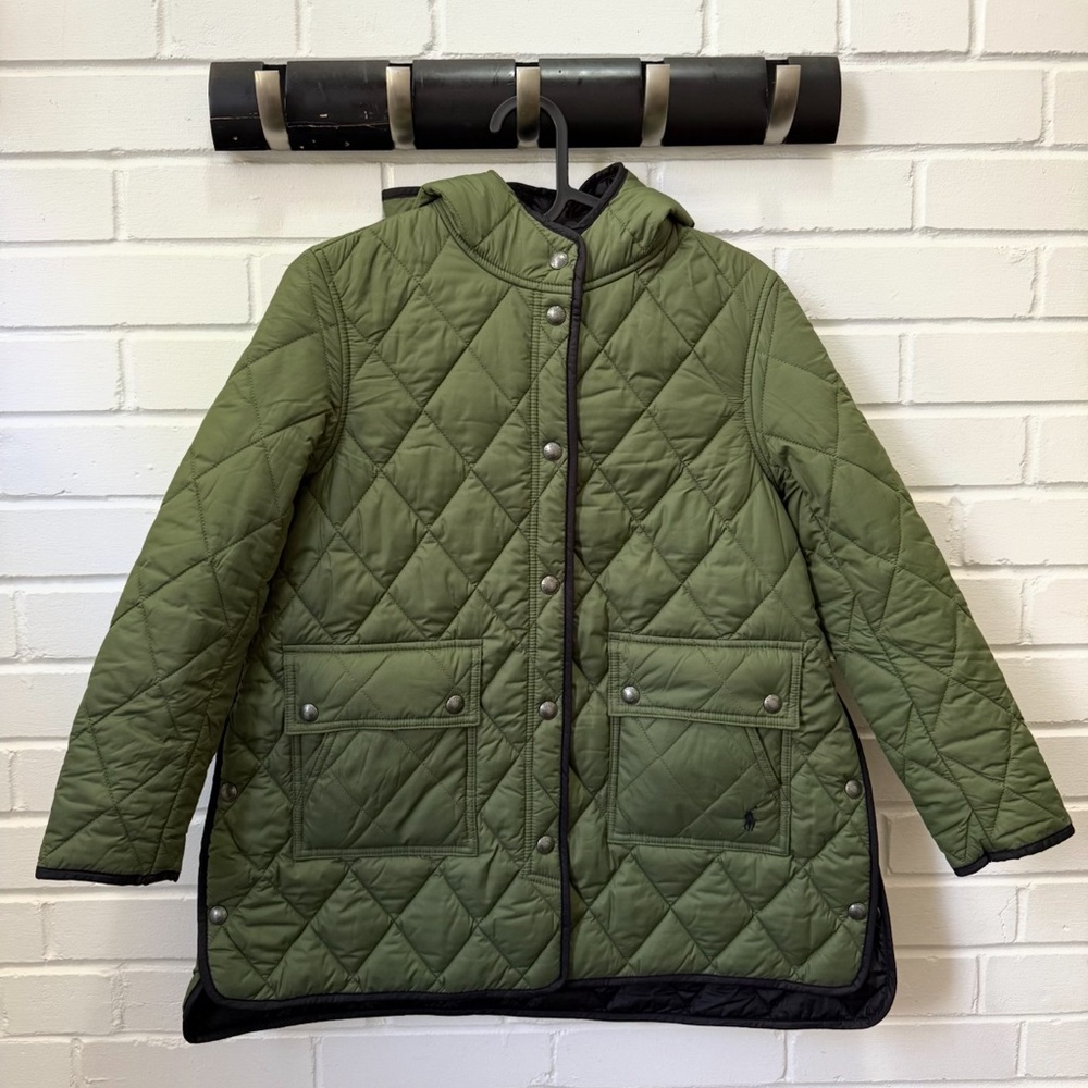 Polo by Ralph Lauren Black Quilted Pea Coat for Kids